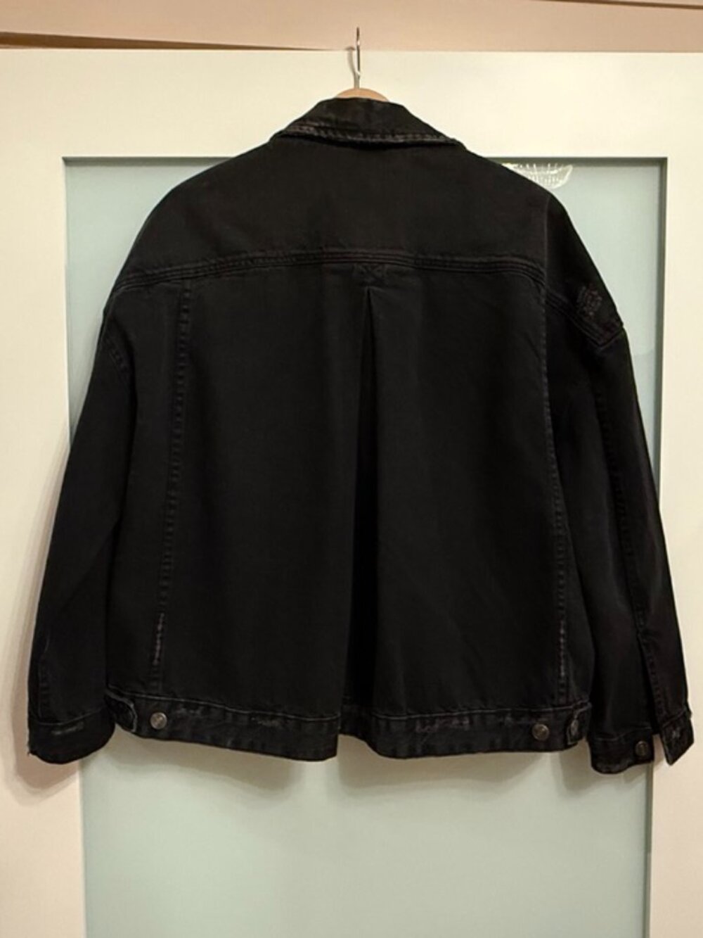 NWOT - Free People - We The Free - Opal Swing Denim Jacket - Black - Sz M - Picture 7 of 8